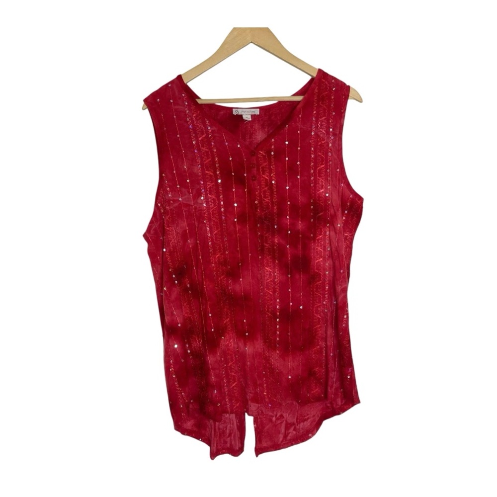 Red Sequin Boho Tunic Tank Top